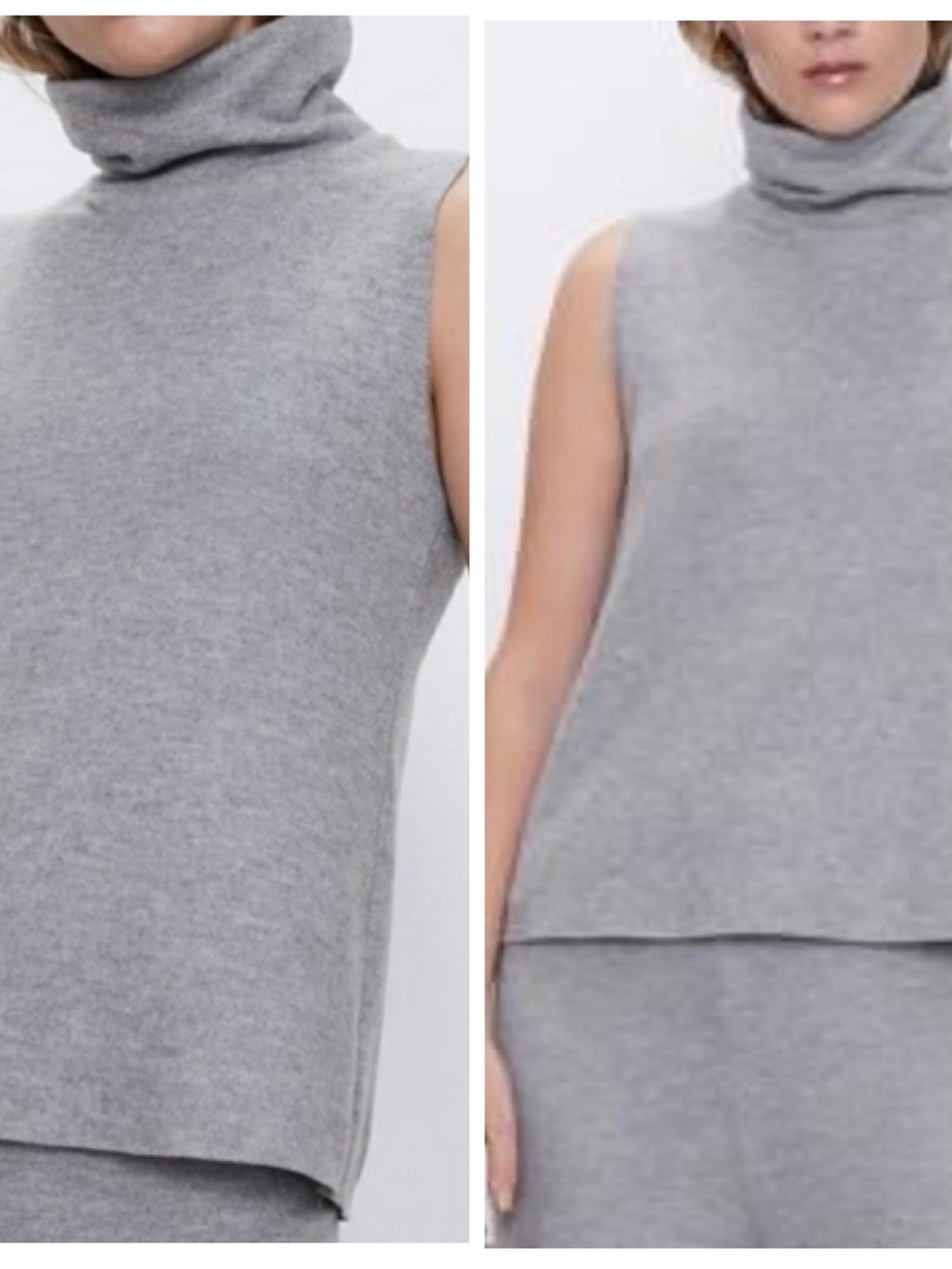 Zara Sleeveless Turtleneck Sweater - Light Gray